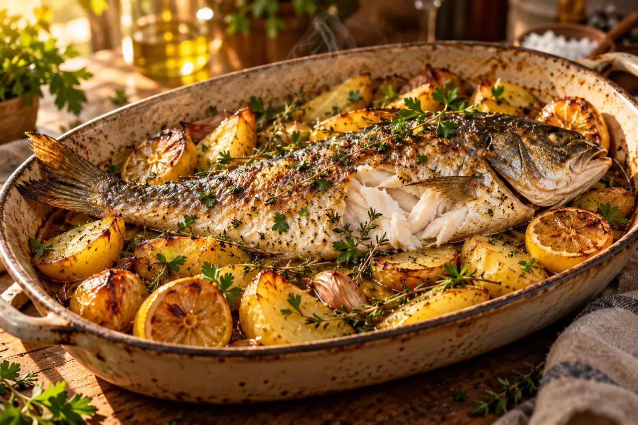Recette de poisson maigre au four : des pommes de terre fondantes, une chair moelleuse