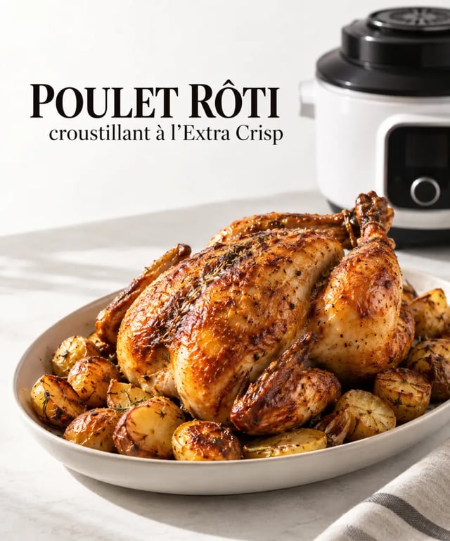 Recettes crisp cookeo : poulet rôti et pommes de terre grenaille dorées