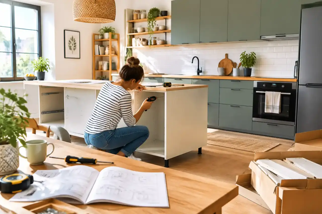Cuisine en kit BricoKitch installée avec goût dans un intérieur chaleureux