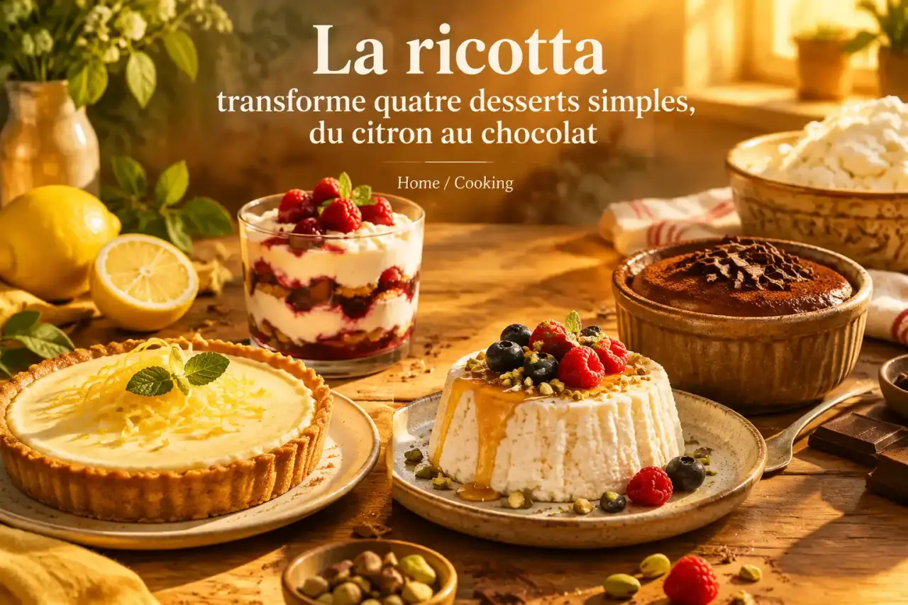 La ricotta transforme quatre desserts simples, du citron au chocolat
