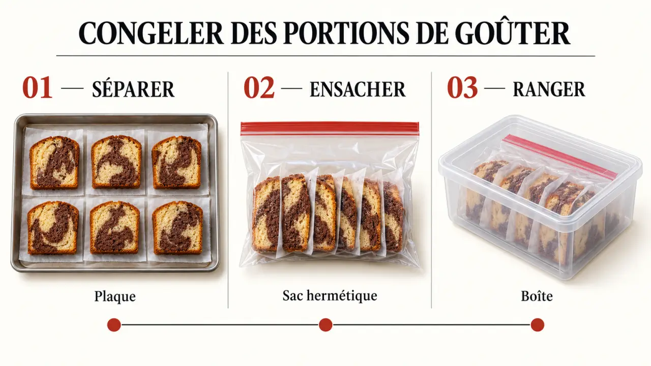 Organisation et conservation d'un goûter fait maison pour la semaine au congélateur