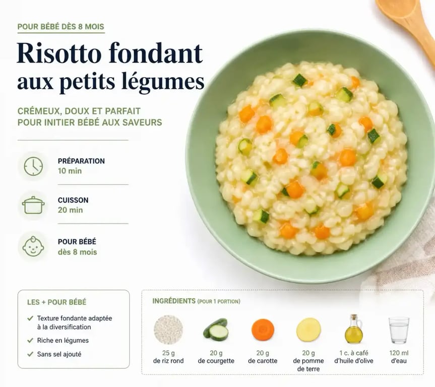 Risotto fondant aux petits légumes, recette bébé 1 an