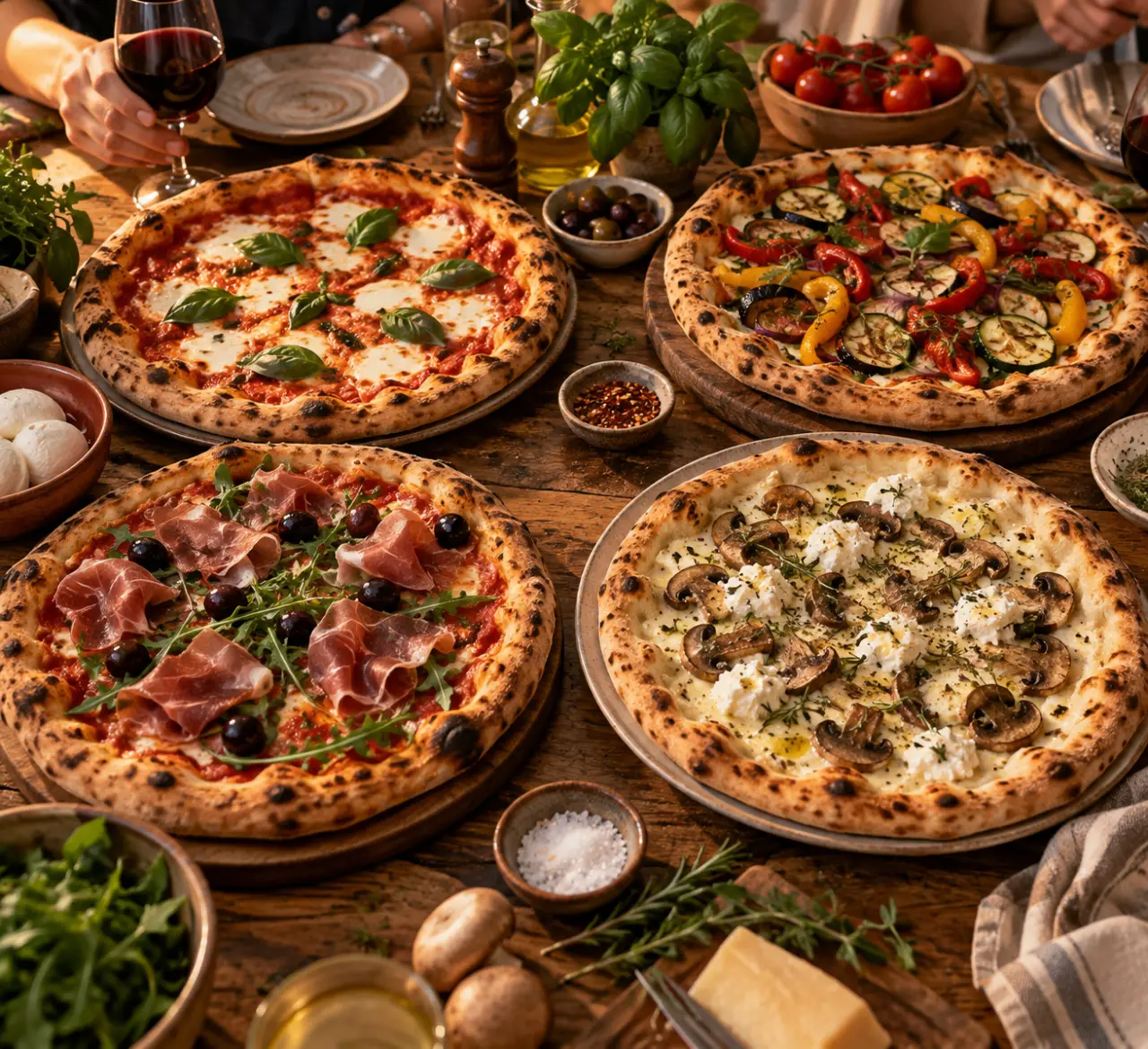 Un menu de soirée pizza réussi repose sur quatre familles de garnitures