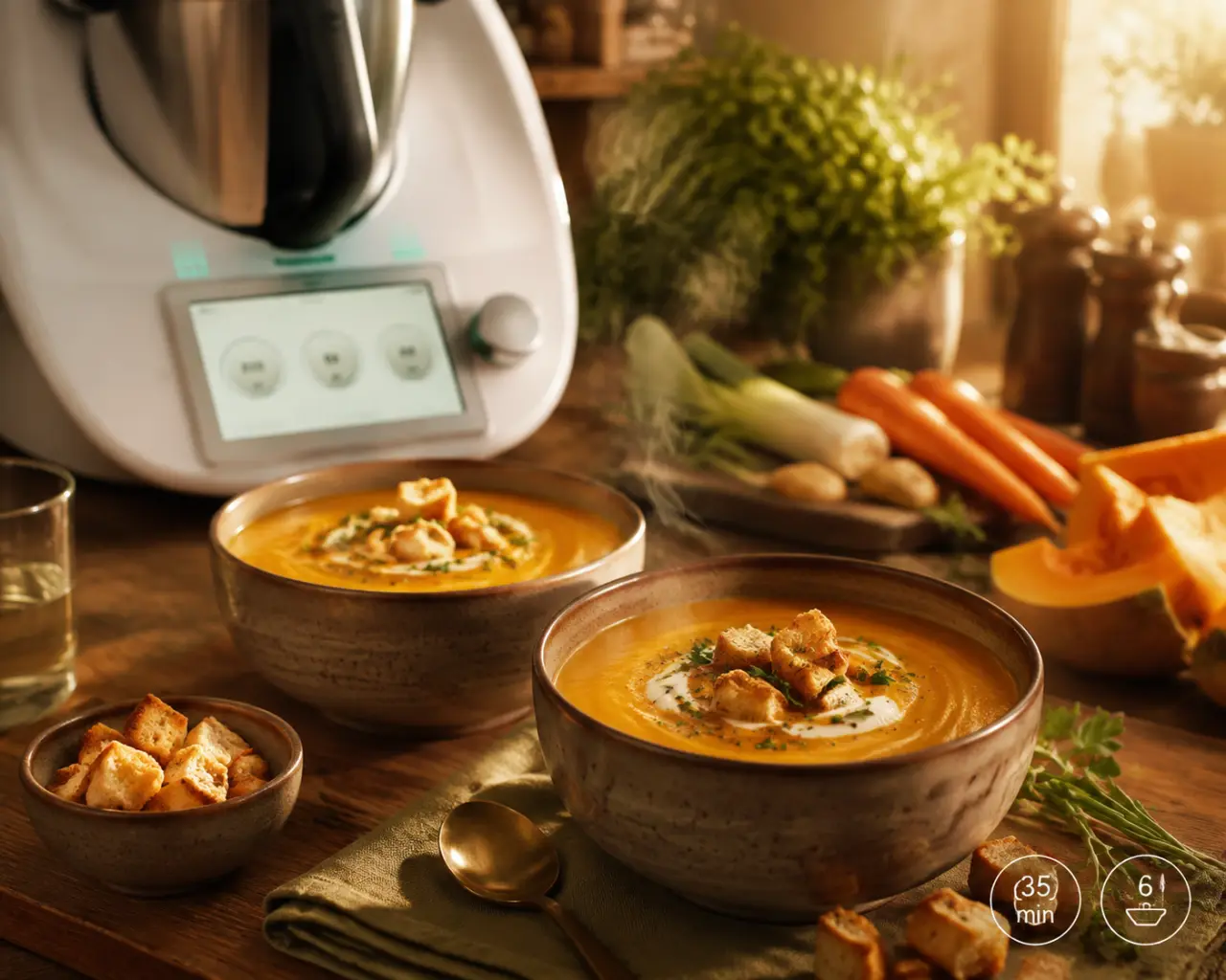 Velouté de légumes au Thermomix : 35 minutes, 6 portions et une texture bien lisse