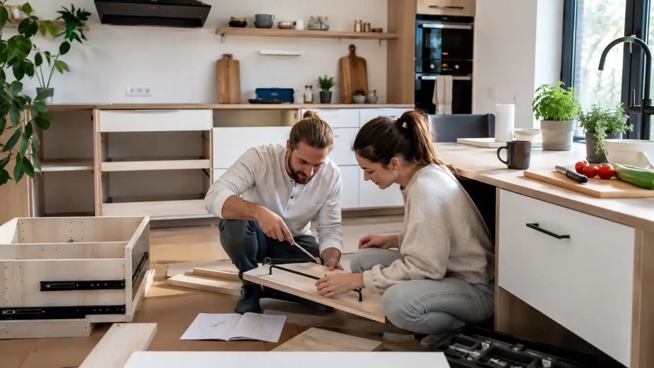 Cuisine en kit sur-mesure dans une ambiance chaleureuse et lumineuse