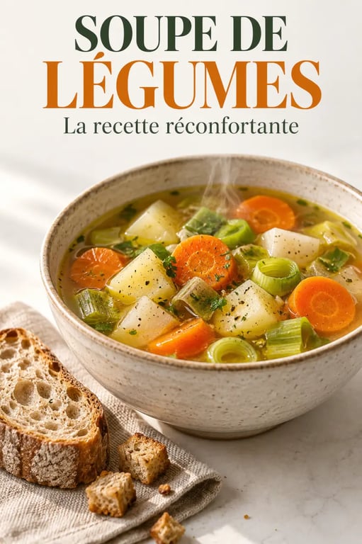 Recette soupe legume grand mere servie dans un bol avec légumes et croûtons